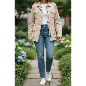 Bella Swan Utility Khaki Jacket Womens Small Safari Field Cotton Banana Republic